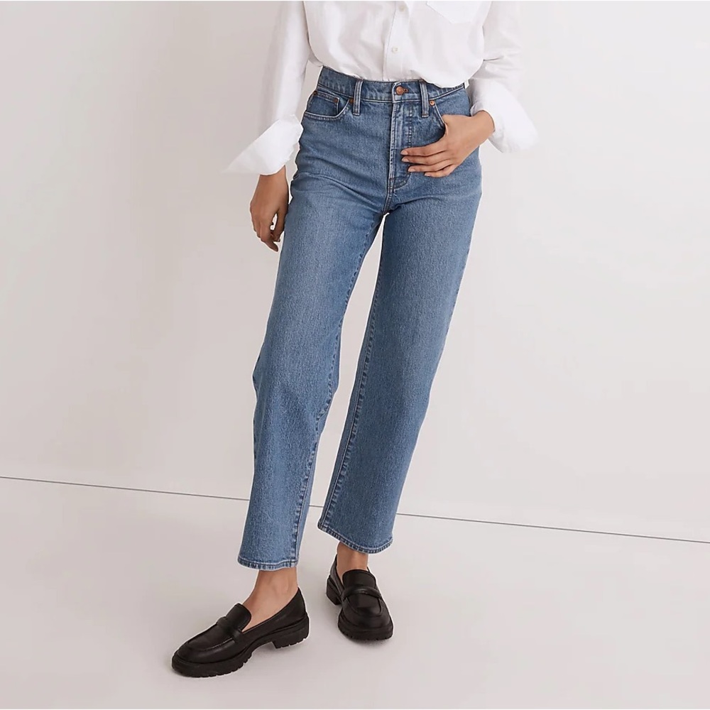 Madewell Medium Blue High-Rise Wide-Leg Jeans
